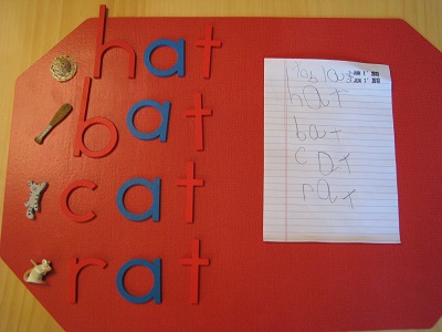 Cvc word building lesson (hat, bat, cat, rat)